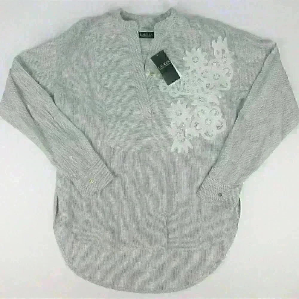 NEW! Lauren Ralph Lauren Women’s S Lace-Patch Blouse NWT $145